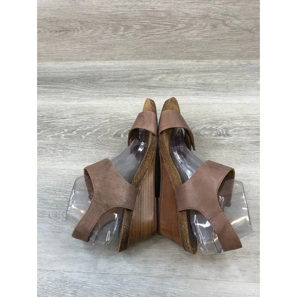 Sofft Verdi Women's Sandal Brown Leather 11 Wedge Ankle Strap Slingback Shoes - Picture 5 of 11